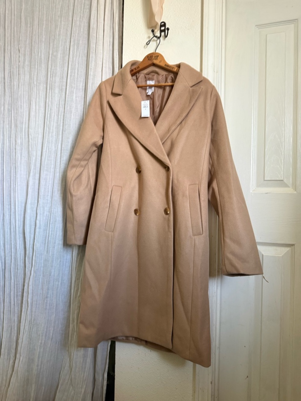 GAP Women's Double-Breasted Camel Trench Coat